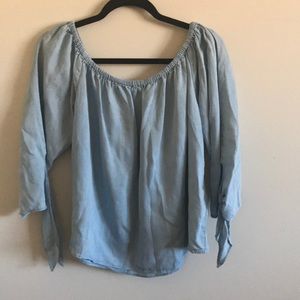 Blue over the shoulder summer top